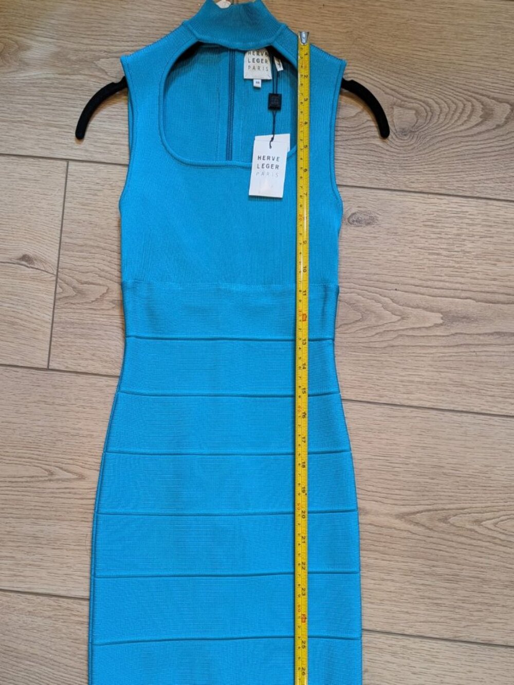 Herve Leger Teal Blue Sleeveless Bandage Mini Dress - Picture 9 of 9